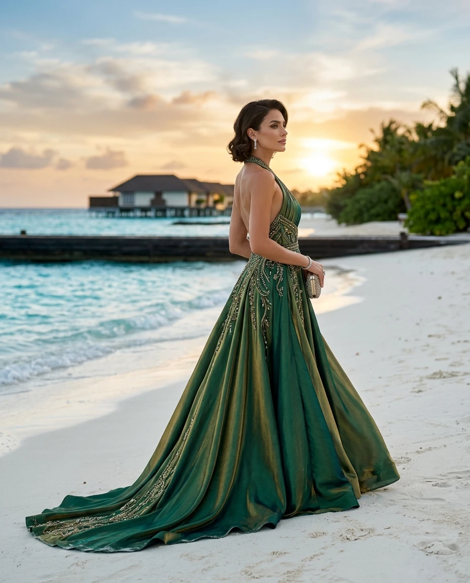 Gemma Deeks Style Guide: Formal attire gala gown in Maldives Summer 2026