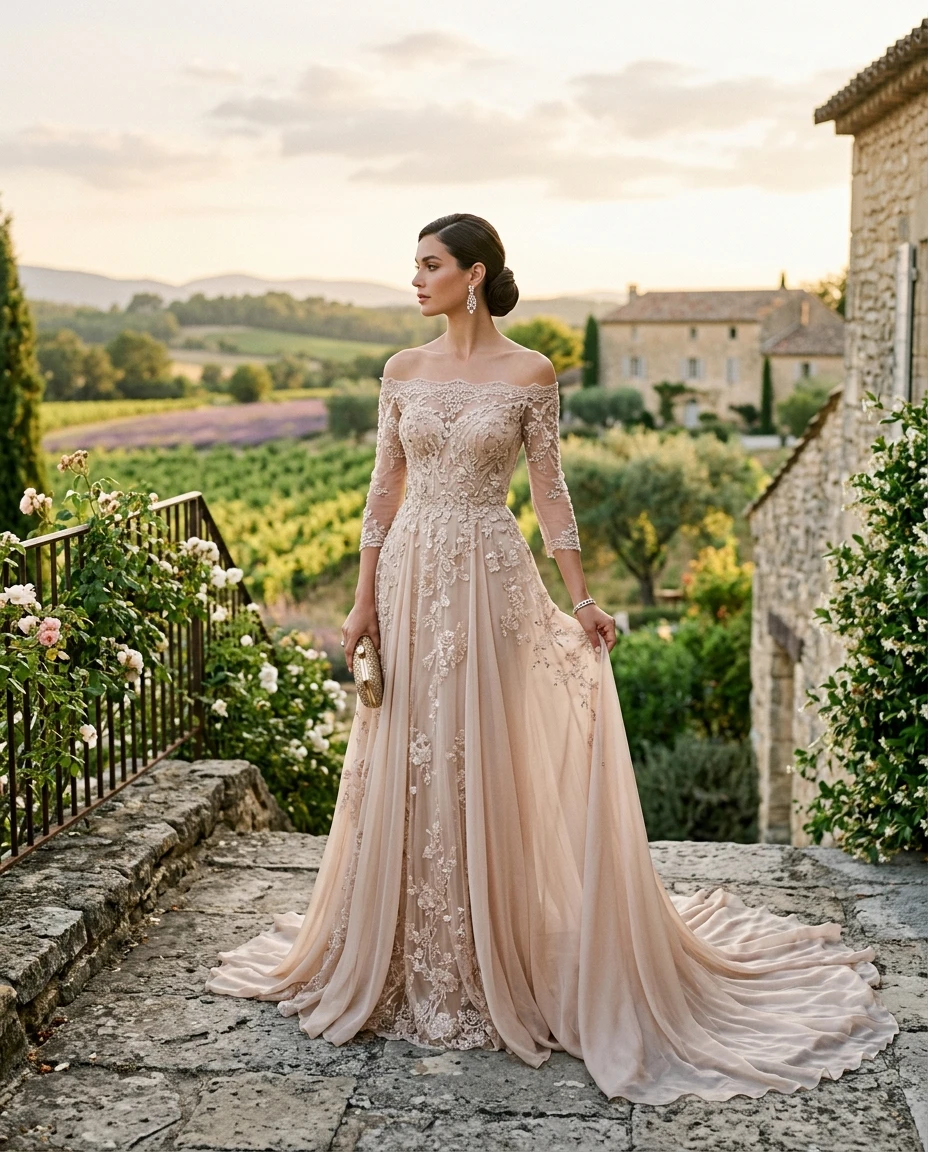 Gemma Deeks Style Guide: Formal attire gala gown in Provence France Summer 2026