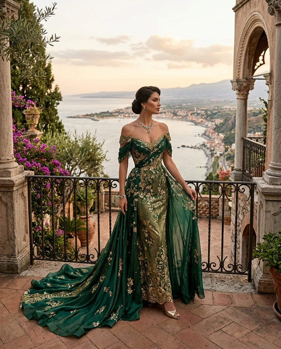 Gemma Deeks Style Guide: Formal attire gala gown in Sicily Summer 2026