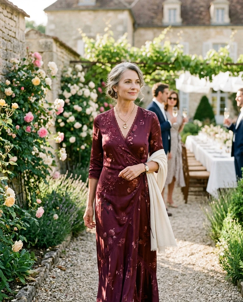Gemma Deeks Style Guide: Formal attire Mother’s Day in Burgundy Summer 2026