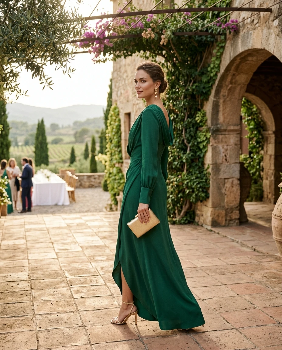 Gemma Deeks Style Guide: Formal attire wedding guest dress in Catalonia Summer 2026