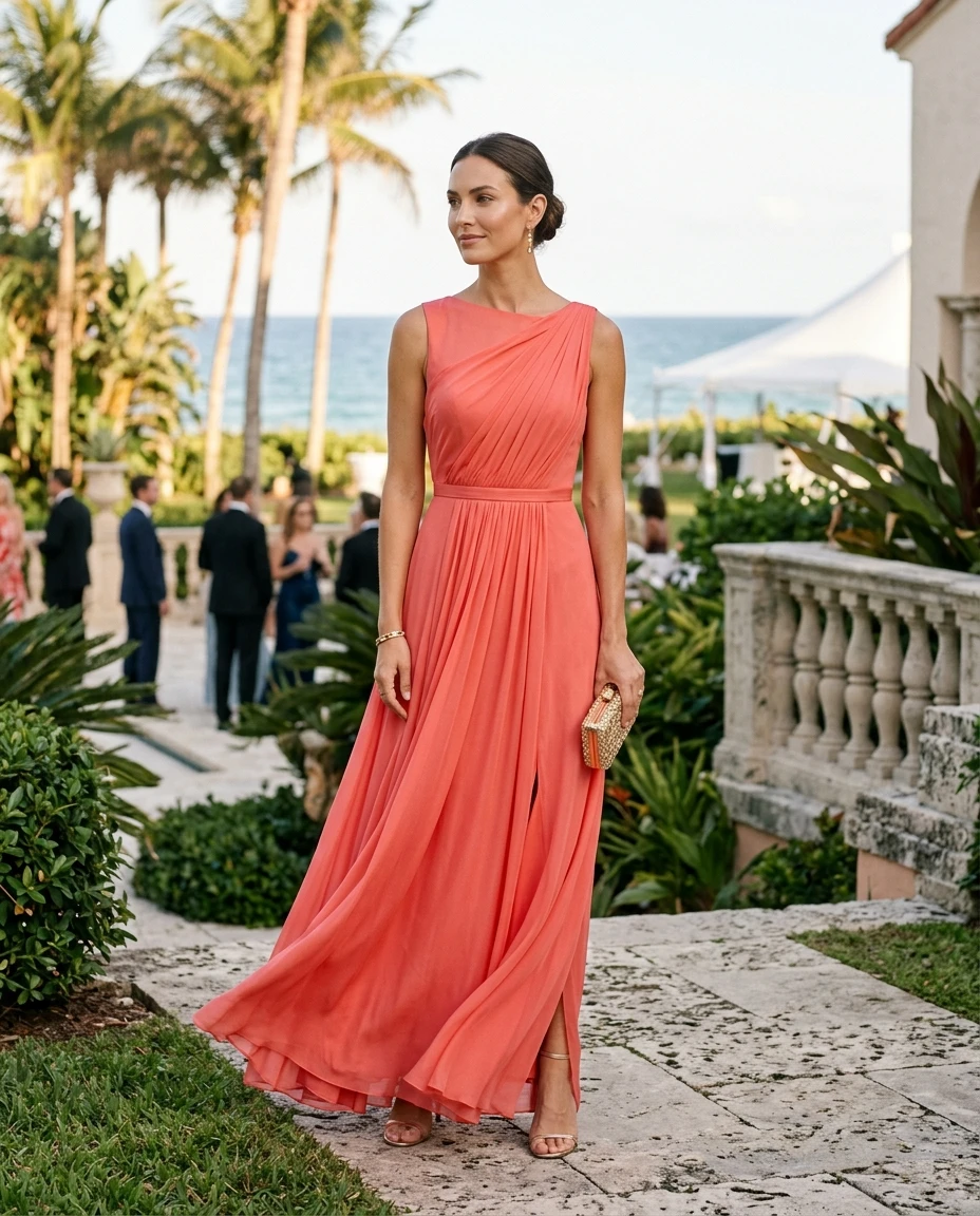 Gemma Deeks Style Guide: Formal attire wedding guest dress in Florida Summer 2026