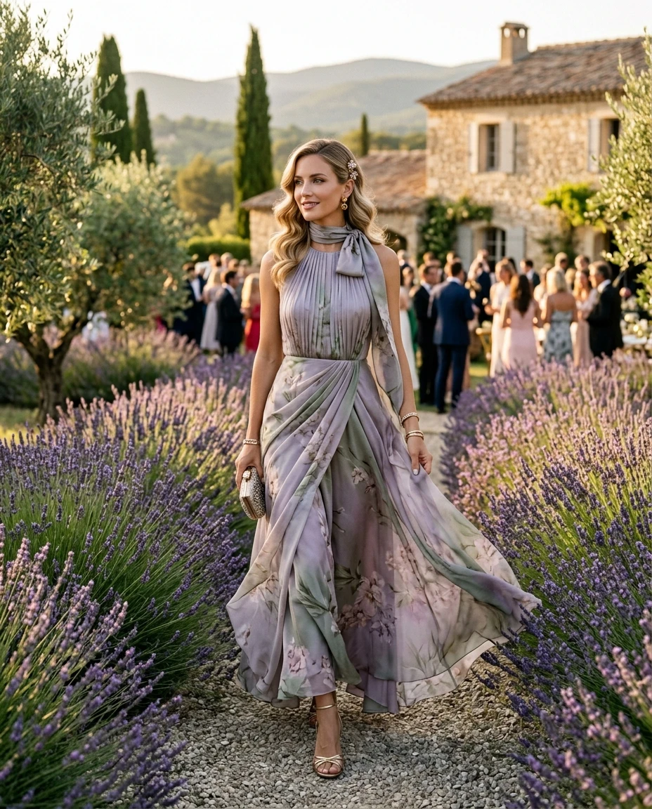 Gemma Deeks Style Guide: Formal attire wedding guest dress in Provence France Summer 2026