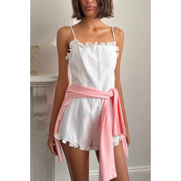 Posse Florence Romper – sustainable Jumpsuit in White from Australian designer at Coveti.