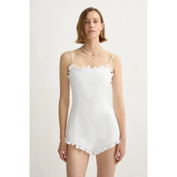 Posse Florence Romper – sustainable Jumpsuit in White from Australian designer at Coveti.
