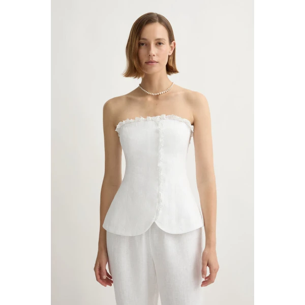 Posse Florence Strapless Top – sustainable Tops in White from Australian designer at Coveti.
