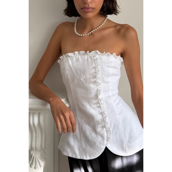 Posse Florence Strapless Top – sustainable Tops in White from Australian designer at Coveti.