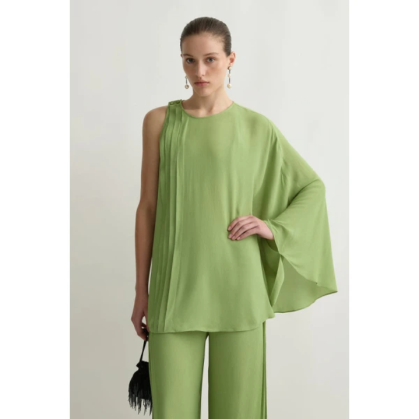 Posse Jane One Shoulder Top – sustainable Tops in Green from Australian designer at Coveti.