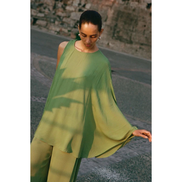 Posse Jane One Shoulder Top – sustainable Tops in Green from Australian designer at Coveti.