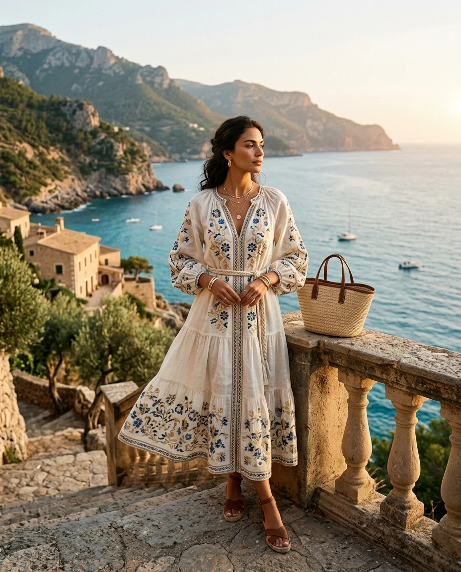 Gemma Deeks Style Guide: Resort chic Designer Summer Dresses in Majorca Summer 2026