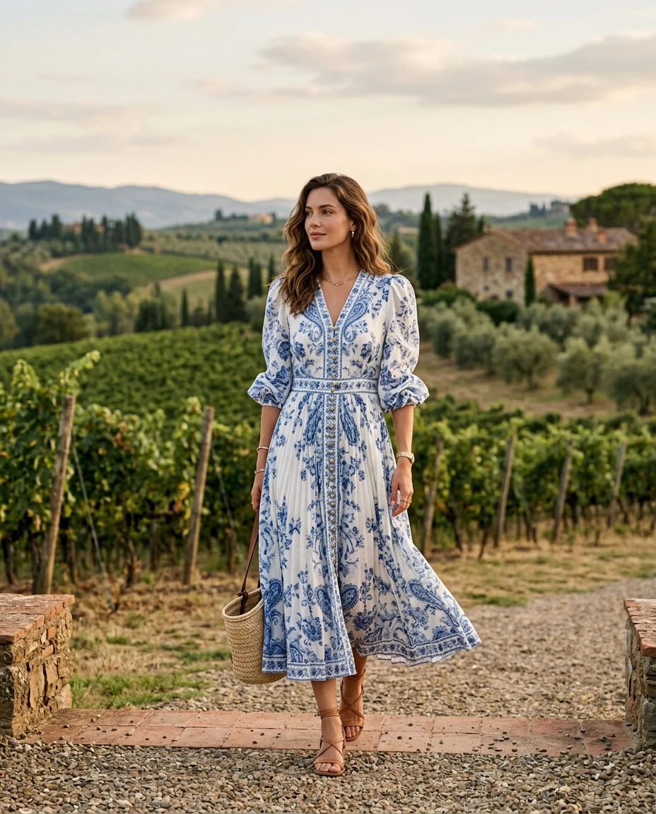 Gemma Deeks Style Guide: Resort chic Designer Summer Dresses in Tuscany Summer 2026