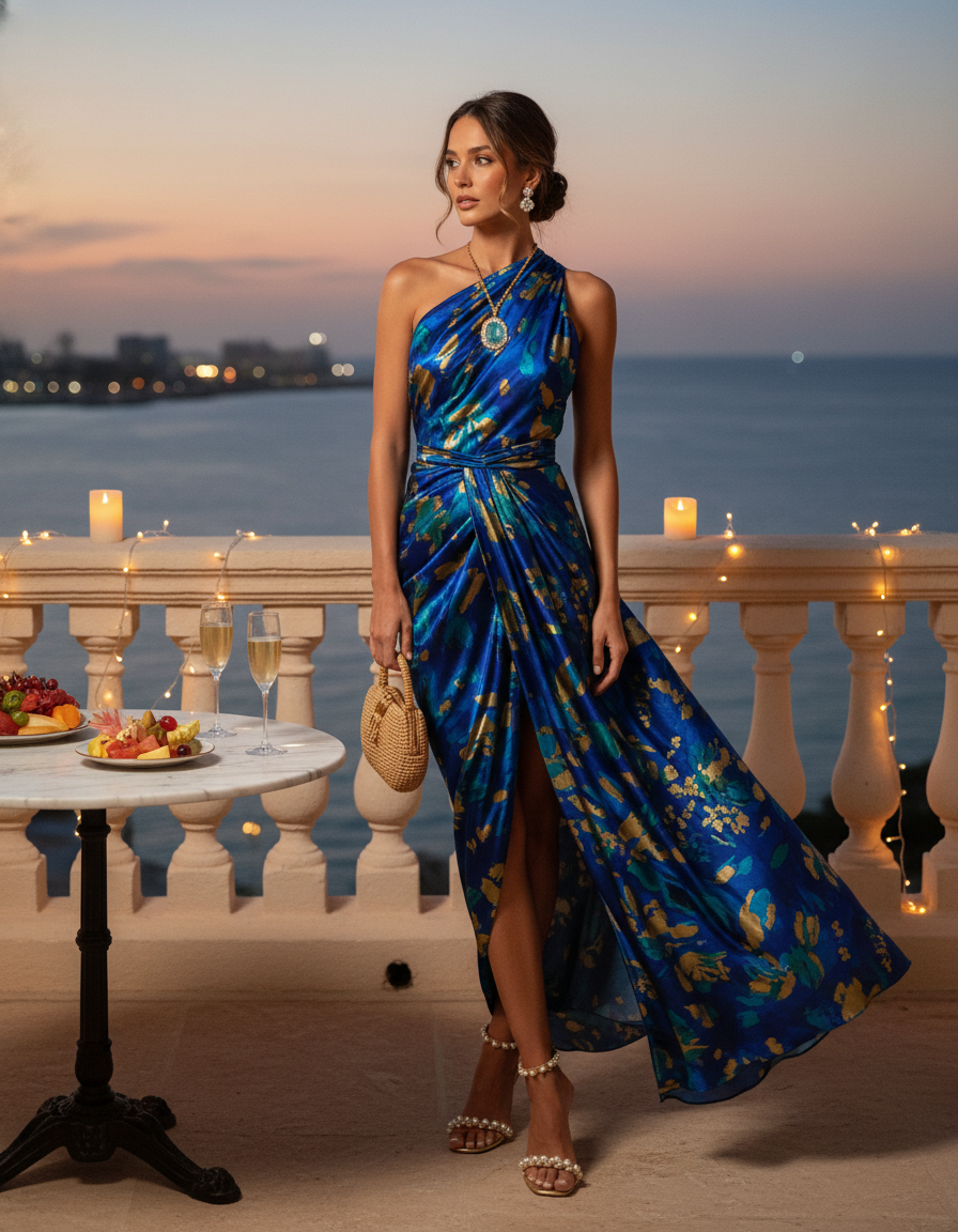 Gemma Deeks Style Guide: Resort chic dinner outfit in Colombia Summer 2026