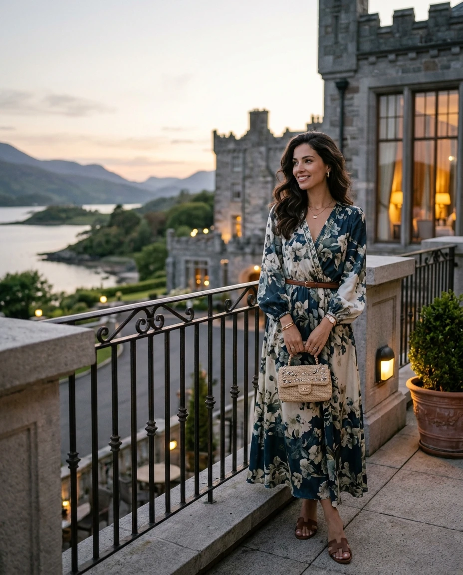 Gemma Deeks Style Guide: Resort chic dinner outfit in Ireland Summer 2026