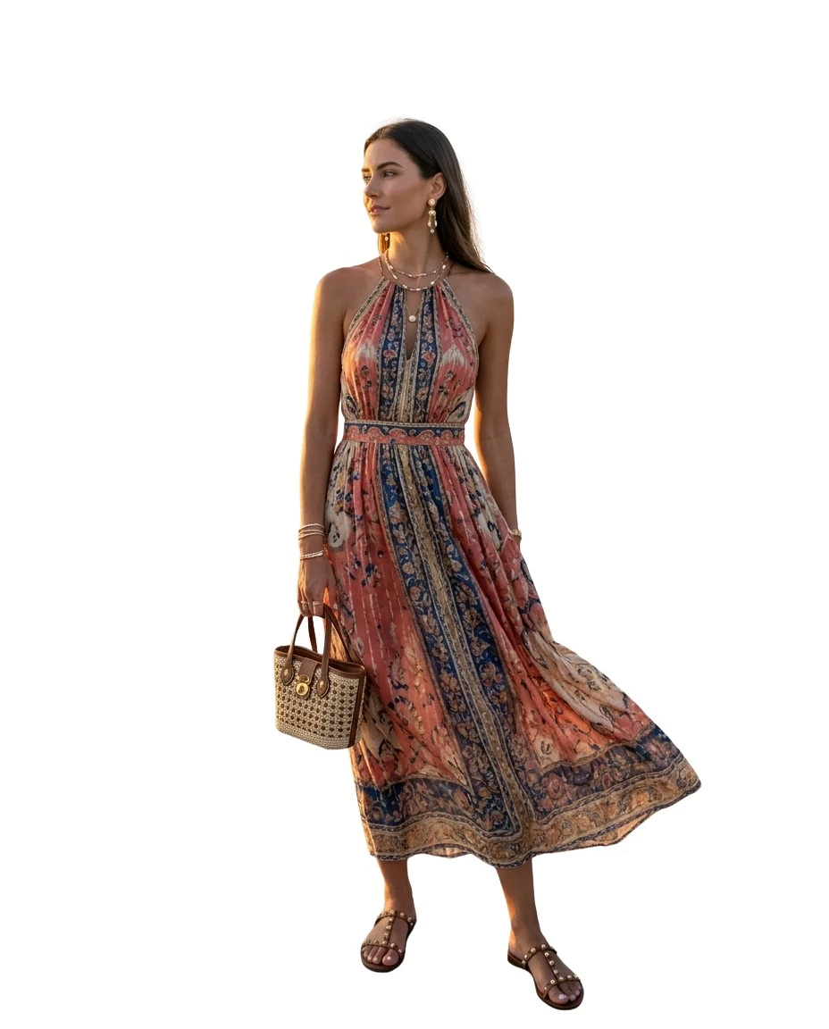 Gemma Deeks Style Guide: Resort chic dinner outfit in Maldives Summer 2026