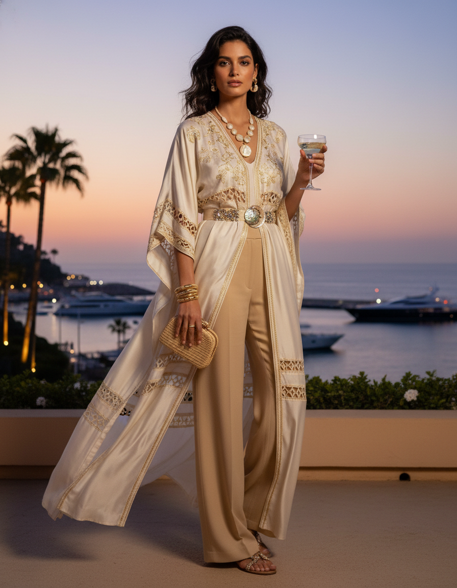 Gemma Deeks Style Guide: Resort chic dinner outfit in Marbella Summer 2026