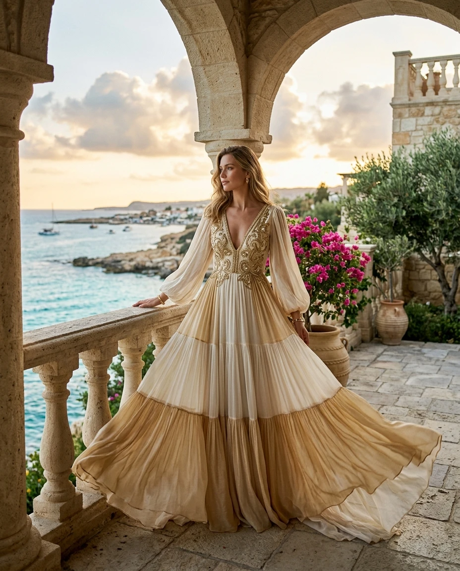 Gemma Deeks Style Guide: Resort chic gala gown in Cyprus Summer 2026