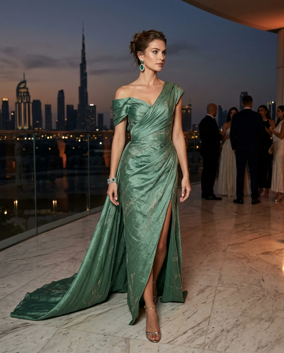 Gemma Deeks Style Guide: Resort chic gala gown in Dubai Summer 2026