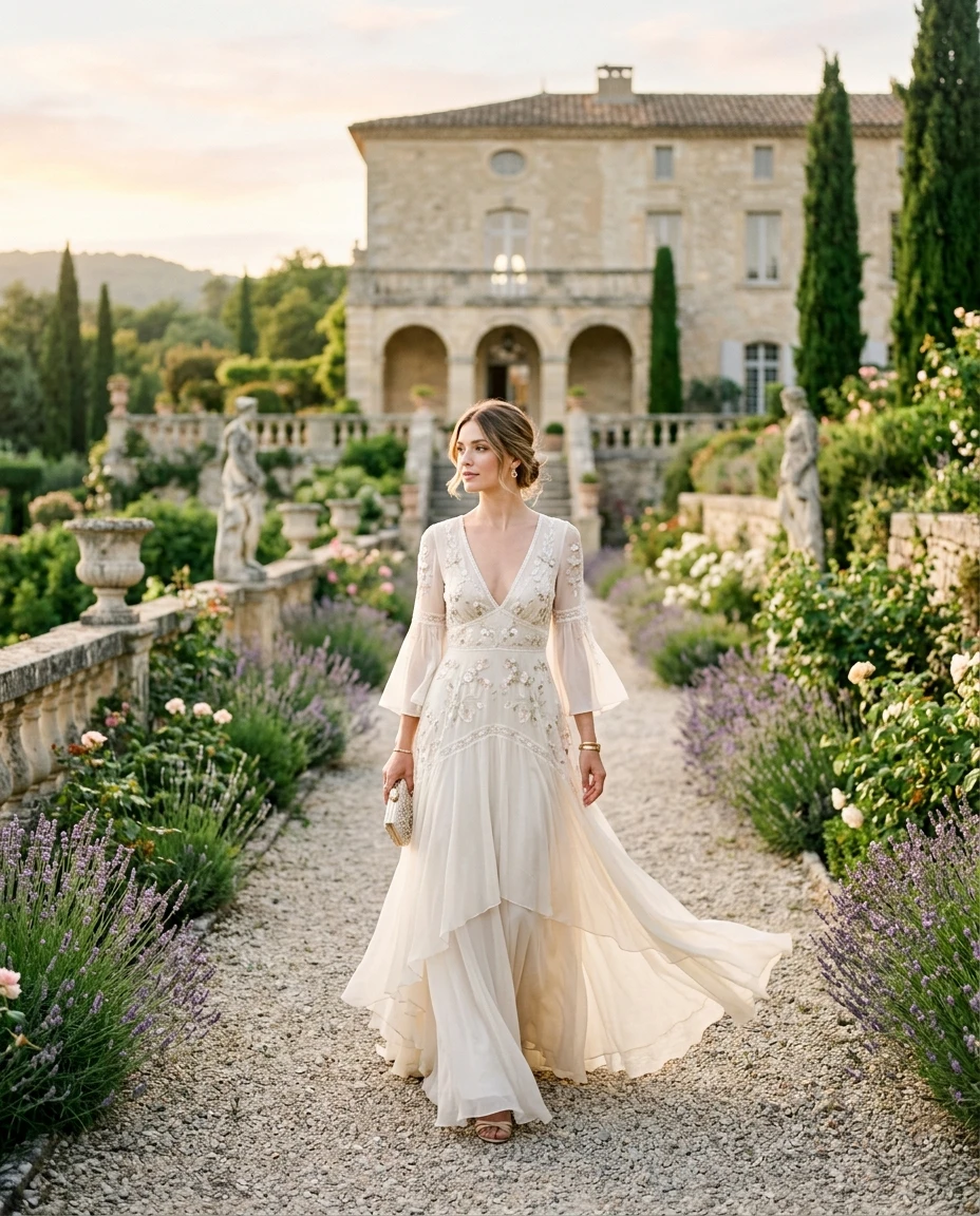Gemma Deeks Style Guide: Resort chic gala gown in France Summer 2026
