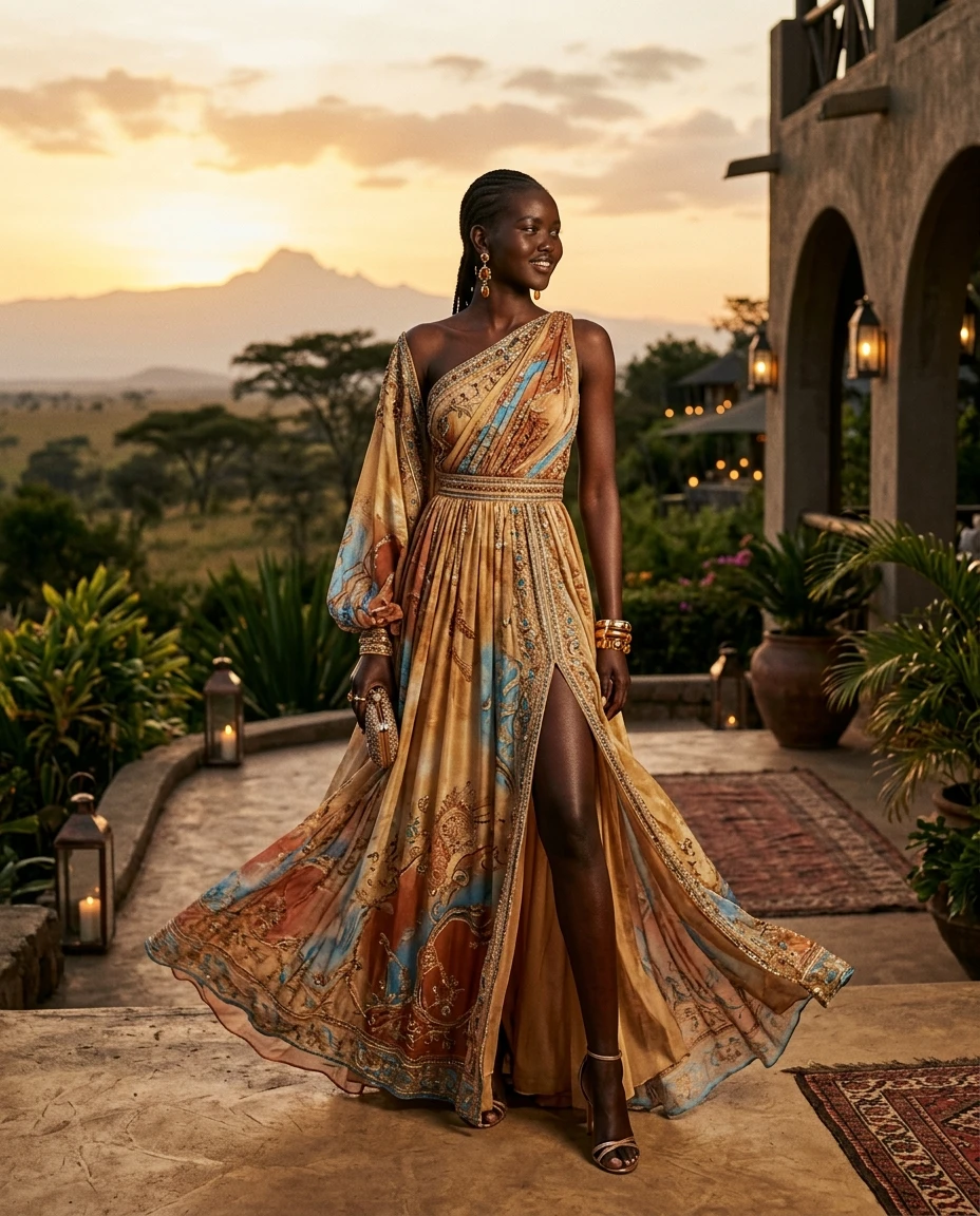 Gemma Deeks Style Guide: Resort chic gala gown in Kenya Summer 2026