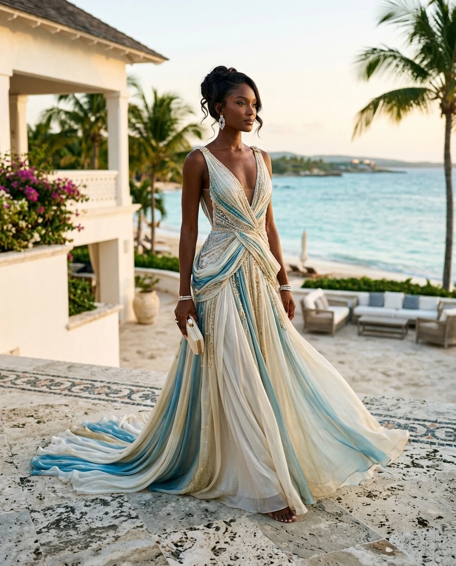 Gemma Deeks Style Guide: Resort chic gala gown in La Romana Summer 2026