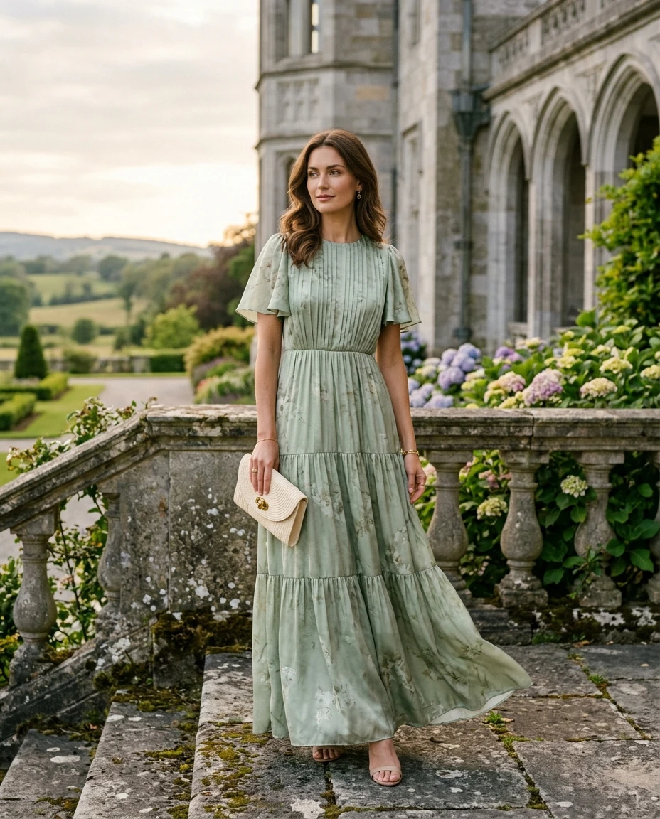 Gemma Deeks Style Guide: Resort chic wedding guest dress in Ireland Summer 2026
