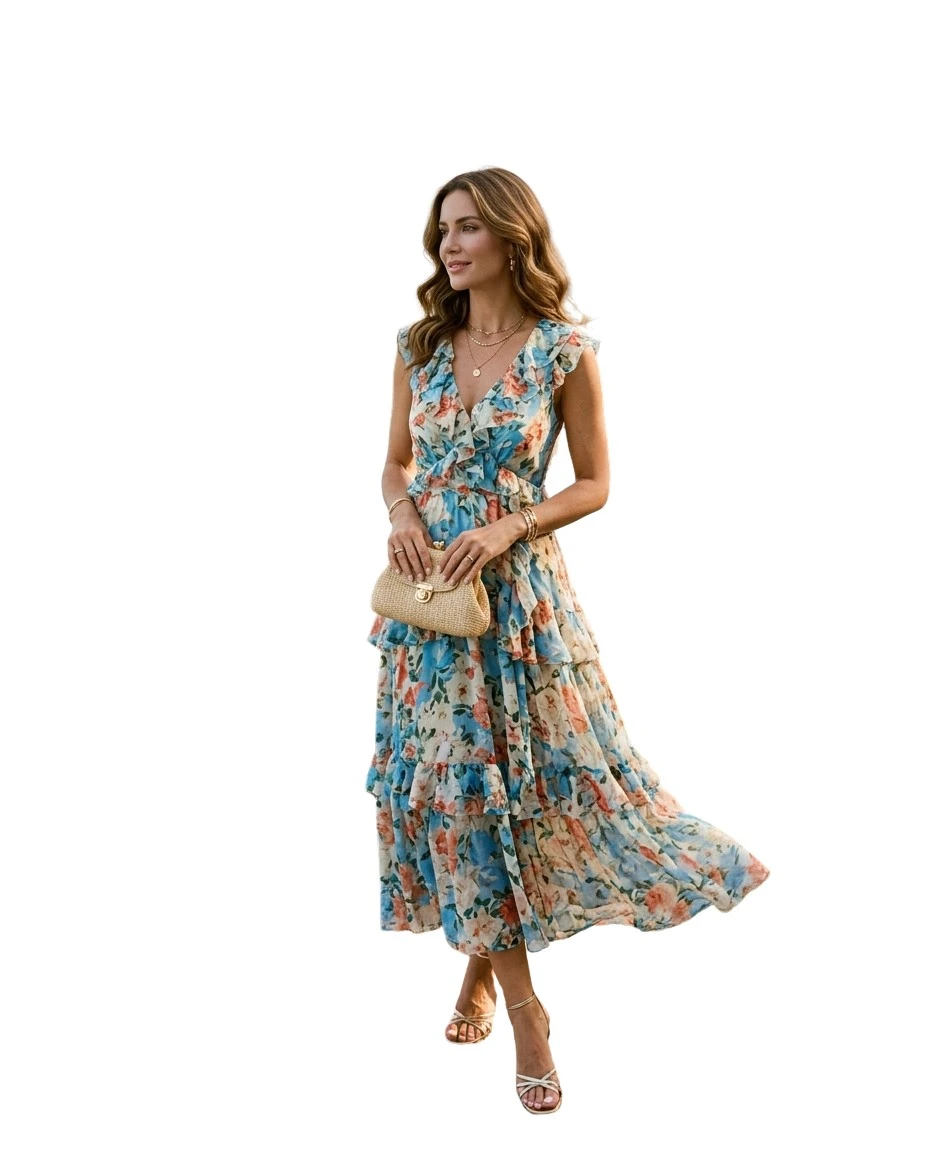 Gemma Deeks Style Guide: Resort chic wedding guest dress in Lake Como Summer 2026