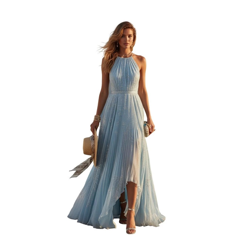 Gemma Deeks Style Guide: Resort chic wedding guest dress in Mykonos Summer 2026
