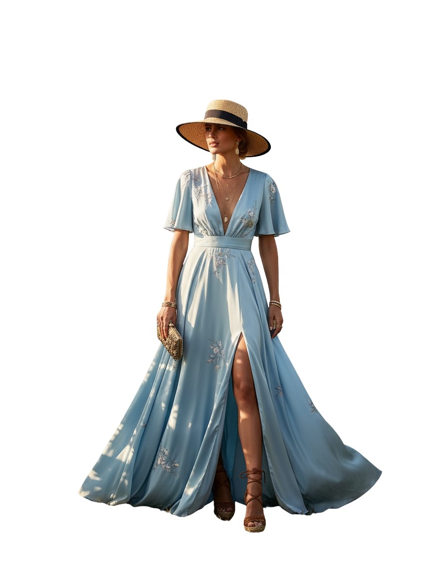 Gemma Deeks Style Guide: Resort chic wedding guest dress in Provence France Summer 2026