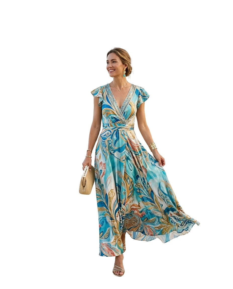 Gemma Deeks Style Guide: Resort chic wedding guest dress in Zanzibar Summer 2026