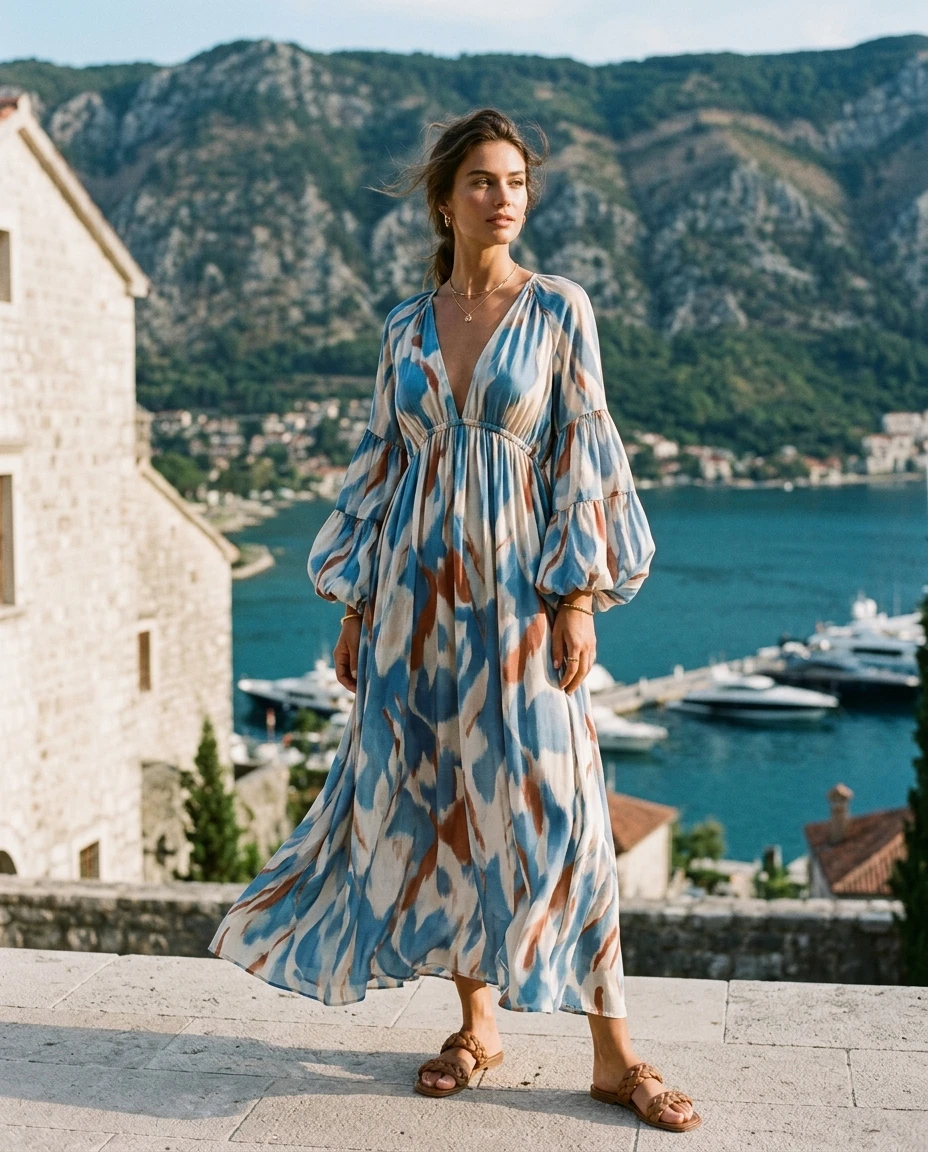 Gemma Deeks Style Guide: Resort Wear Designer Summer Dresses in Montenegro Summer 2026