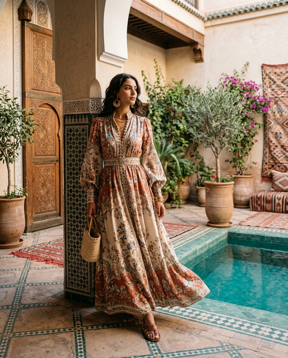 Gemma Deeks Style Guide: Resort Wear Designer Summer Dresses in Moroco Summer 2026