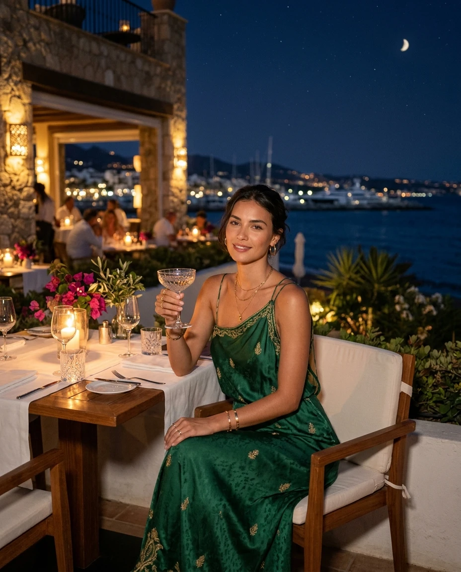 Gemma Deeks Style Guide: Resort Wear dinner outfit in Marbella Summer 2026