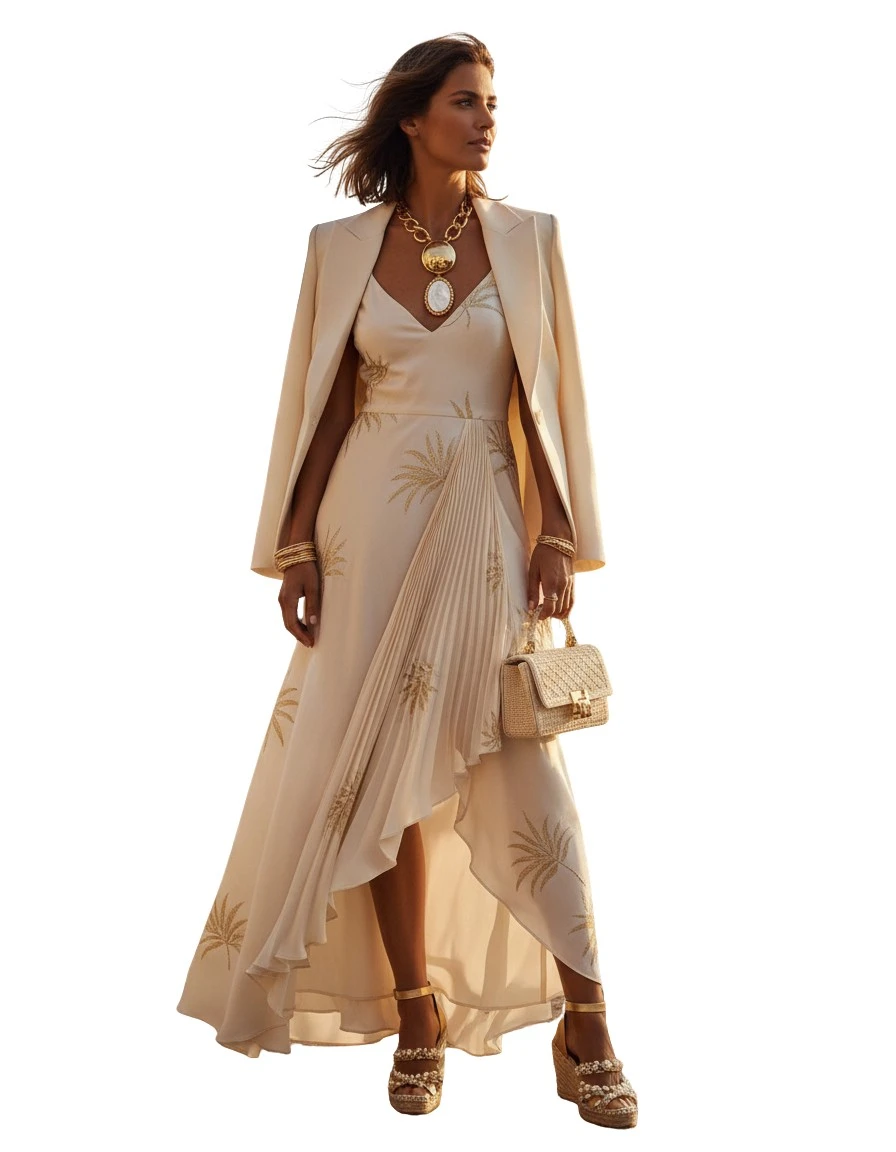 Gemma Deeks Style Guide: Resort Wear dinner outfit in Paris Summer 2026