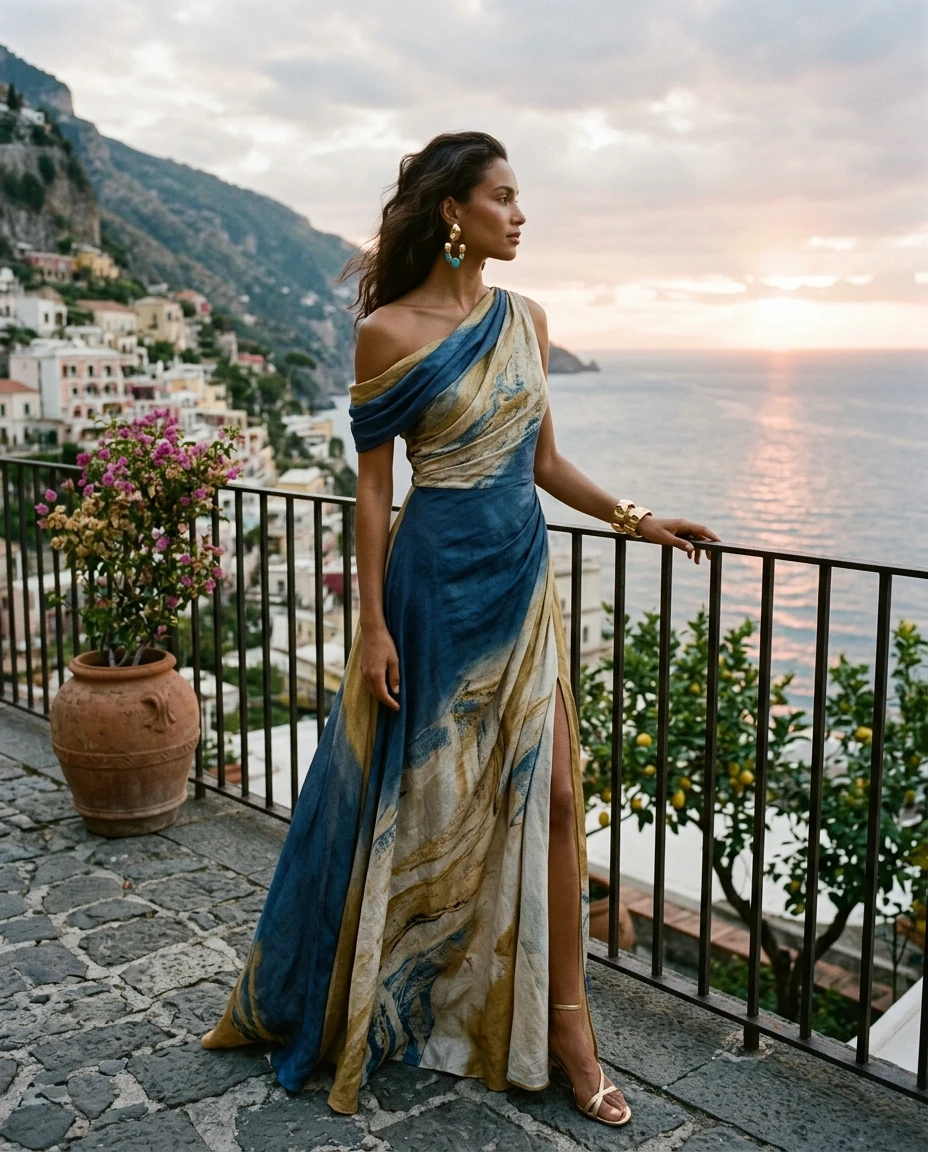 Gemma Deeks Style Guide: Resort Wear gala gown in Amalfi Coast Summer 2026