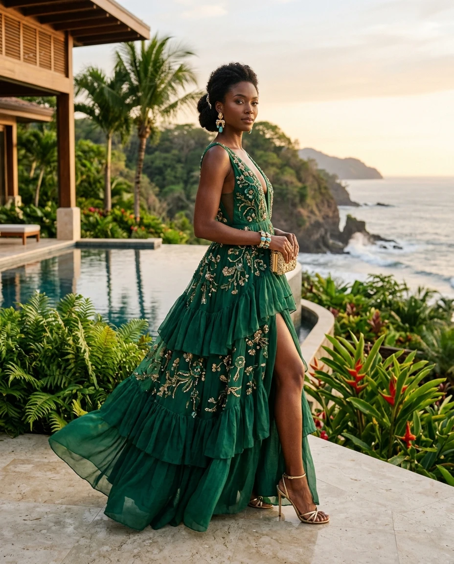 Gemma Deeks Style Guide: Resort Wear gala gown in Costa Rica Summer 2026