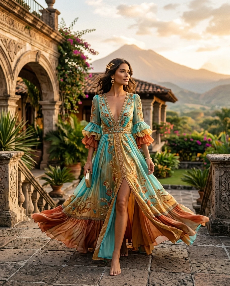 Gemma Deeks Style Guide: Resort Wear gala gown in Mexico Summer 2026