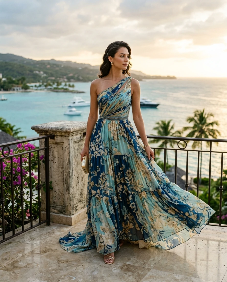 Gemma Deeks Style Guide: Resort Wear gala gown in Montego Bay Summer 2026