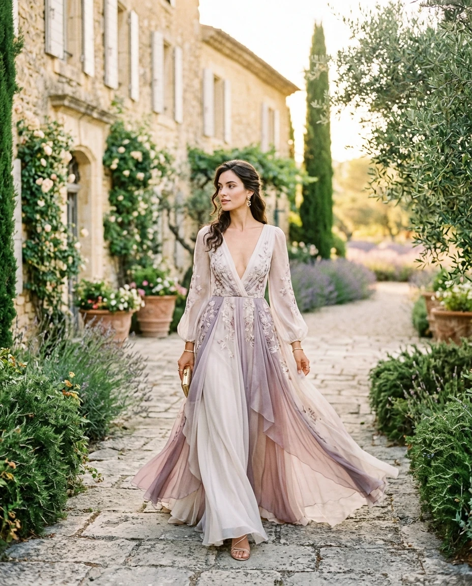 Gemma Deeks Style Guide: Resort Wear gala gown in Provence France Summer 2026