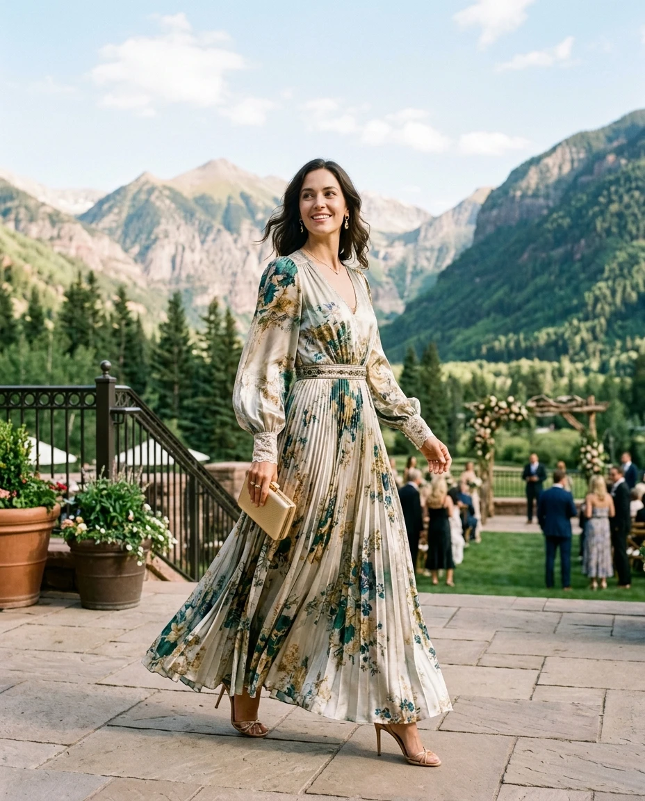 Gemma Deeks Style Guide: Resort Wear wedding guest dress in Aspen Summer 2026