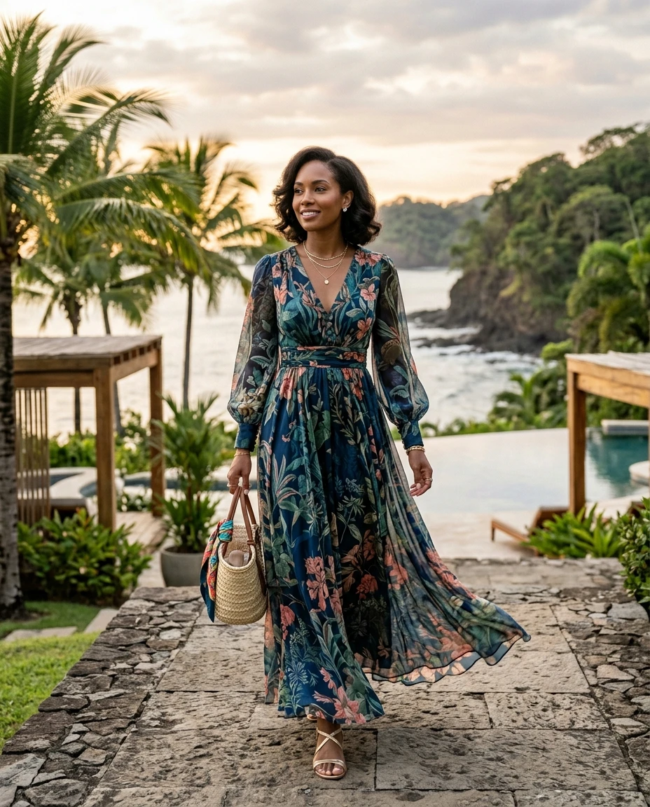 Gemma Deeks Style Guide: Resort Wear wedding guest dress in Costa Rica Summer 2026