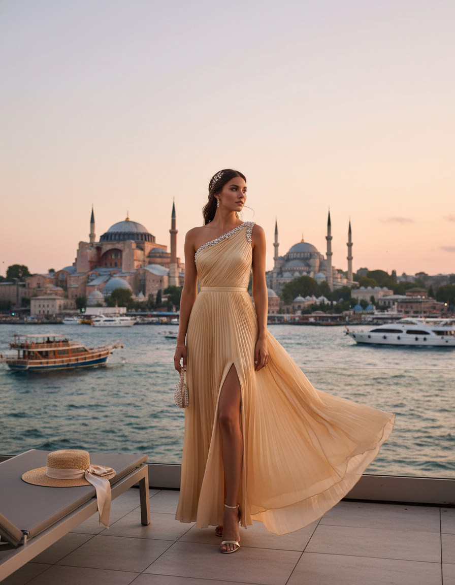 Gemma Deeks Style Guide: Resort Wear wedding guest dress in Istanbul Summer 2026