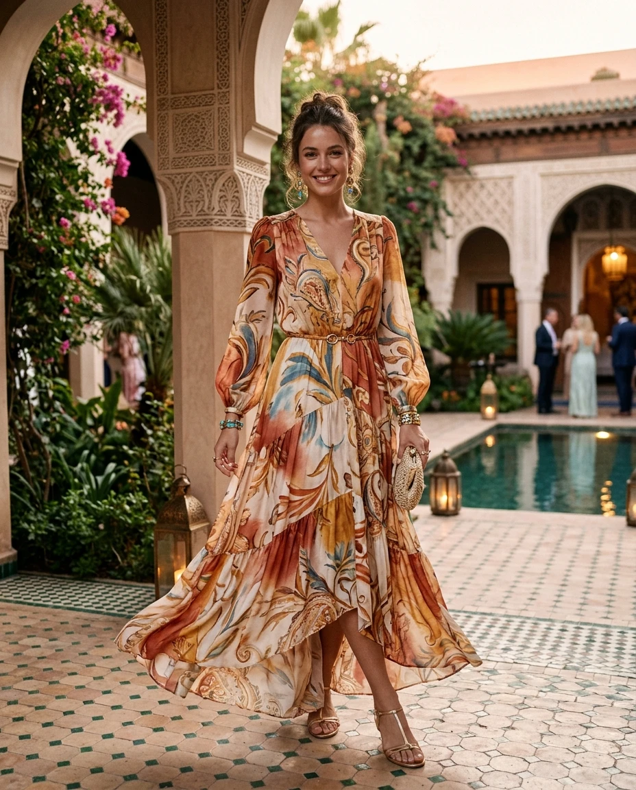 Gemma Deeks Style Guide: Resort Wear wedding guest dress in Marrakech Summer 2026