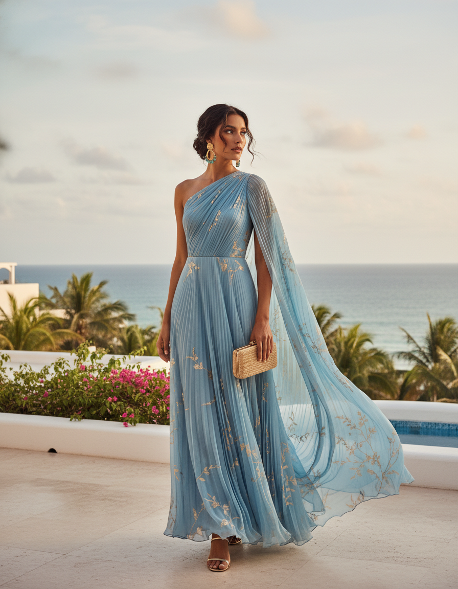 Gemma Deeks Style Guide: Resort Wear wedding guest dress in Mexico Summer 2026
