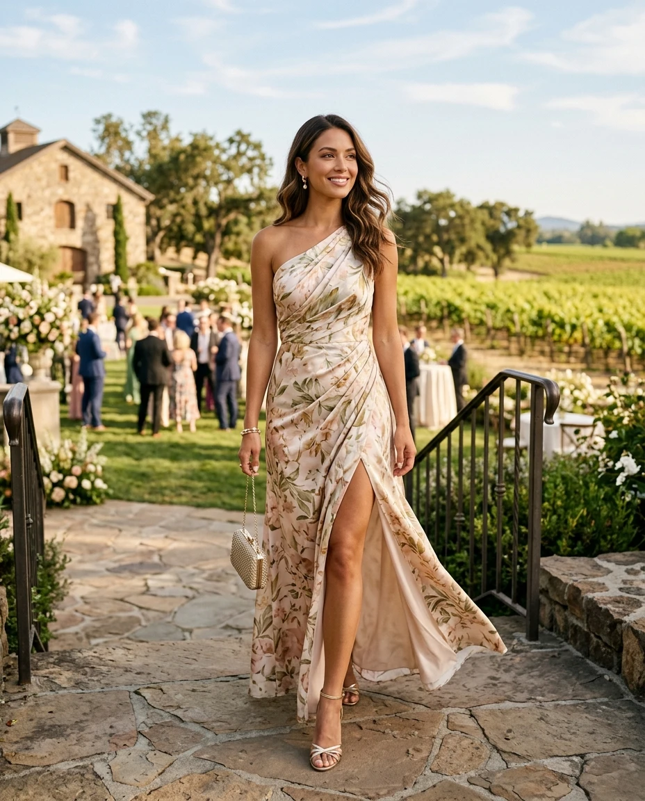 Gemma Deeks Style Guide: Resort Wear wedding guest dress in Napa Valley Summer 2026