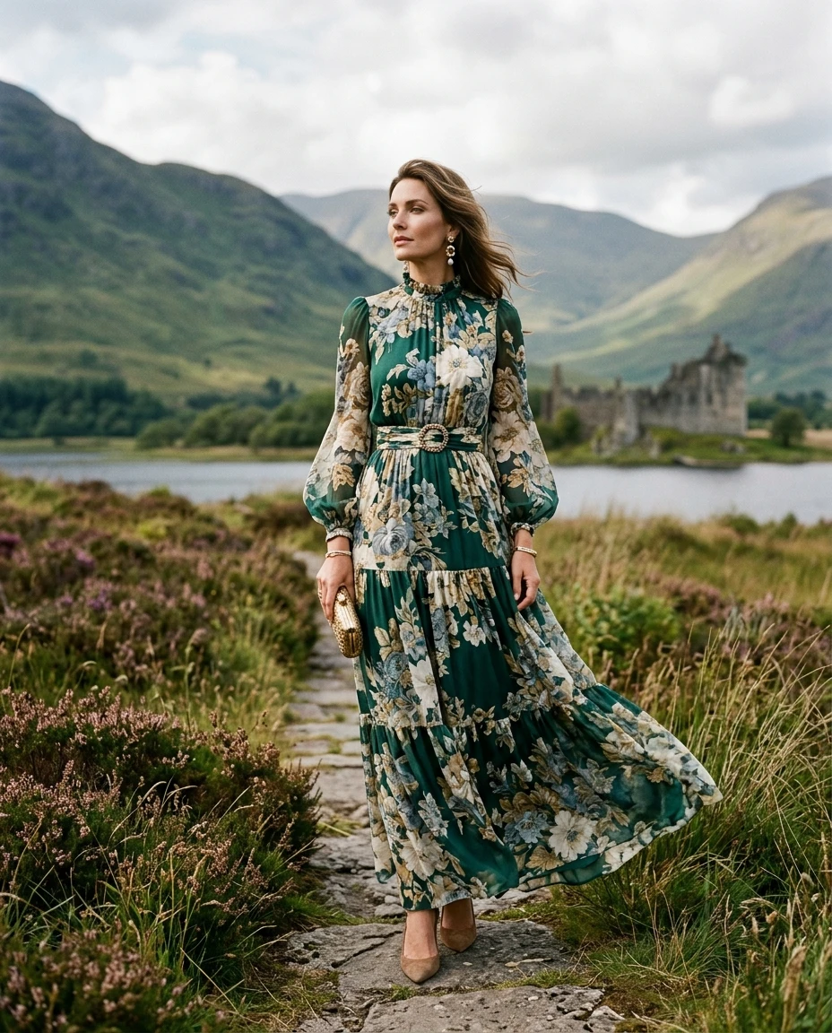 Gemma Deeks Style Guide: Resort Wear wedding guest dress in Scotland Summer 2026