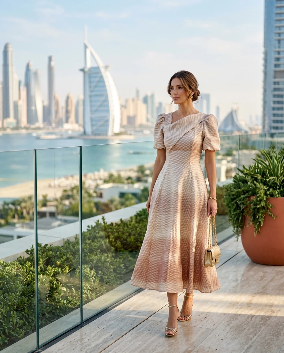 Gemma Deeks Style Guide: Semi Formal Designer Summer Dresses in Dubai Summer 2026