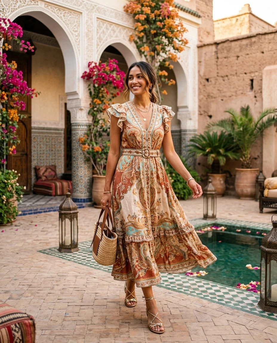 Gemma Deeks Style Guide: Semi Formal Designer Summer Dresses in Marrakech Summer 2026