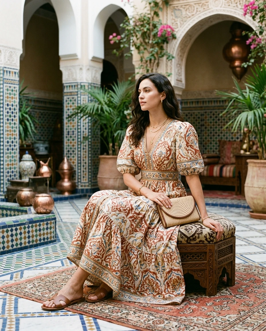 Gemma Deeks Style Guide: Semi Formal Designer Summer Dresses in Moroco Summer 2026