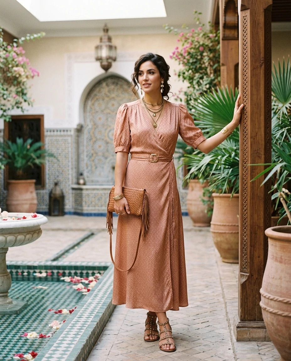 Gemma Deeks Style Guide: Semi Formal dinner outfit in Marrakech Summer 2026