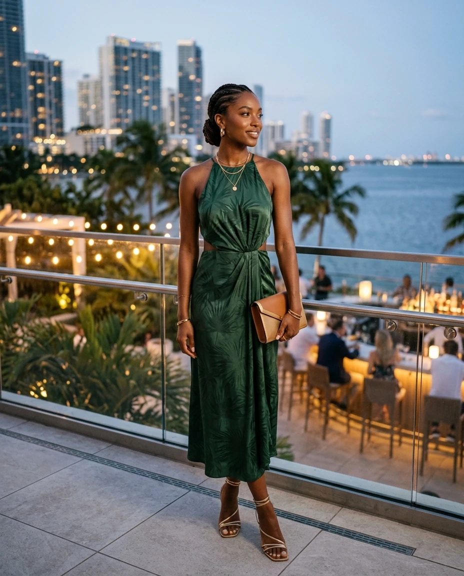 Gemma Deeks Style Guide: Semi Formal dinner outfit in Miami Summer 2026